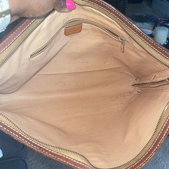 Authentic Vintage Celine Brown Macadam PVC Canvas and Leather Clutch Bag Large - Picture 9 of 13